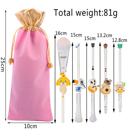 5pcs/set Animal Crossing Anime Cartoon Makeup Brush Set Newest Foundation Blending Brush Female Makeup Tool Anime Cosplay Prop