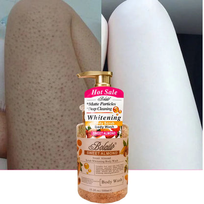 500ml Sweet Almond Scrub Body Wash Exfoliating Moisturizing Whitening Skin Lightening Bodywash Pores Deep Clean Bath Shower Gel