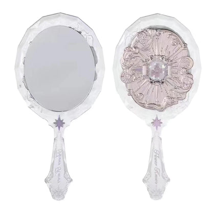 Flower Knows Swan Ballet Series Hand Holding Mirror 3 Types Exquisite Relief Makeup Tools Pink Blue White