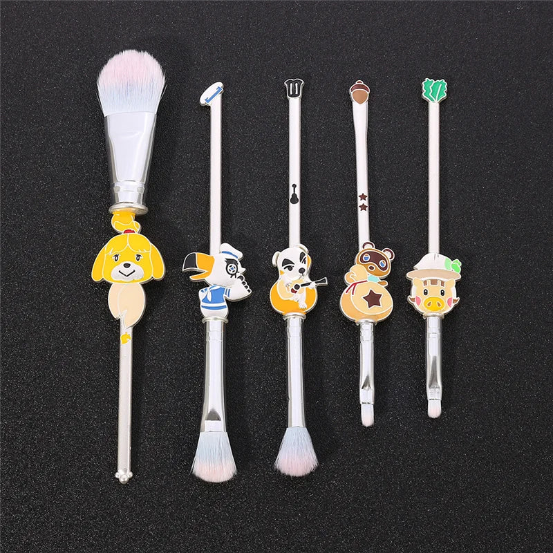 5pcs/set Animal Crossing Anime Cartoon Makeup Brush Set Newest Foundation Blending Brush Female Makeup Tool Anime Cosplay Prop