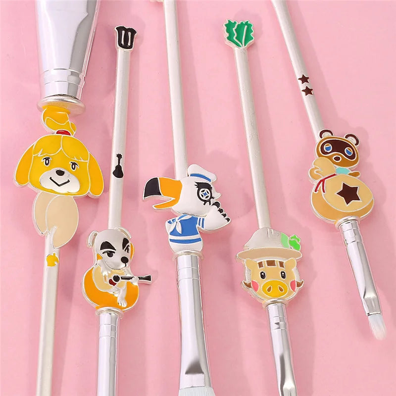 5pcs/set Animal Crossing Anime Cartoon Makeup Brush Set Newest Foundation Blending Brush Female Makeup Tool Anime Cosplay Prop