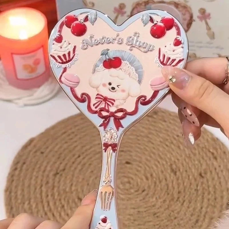 Flower Knows Swan Ballet Series Hand Holding Mirror 3 Types Exquisite Relief Makeup Tools Pink Blue White