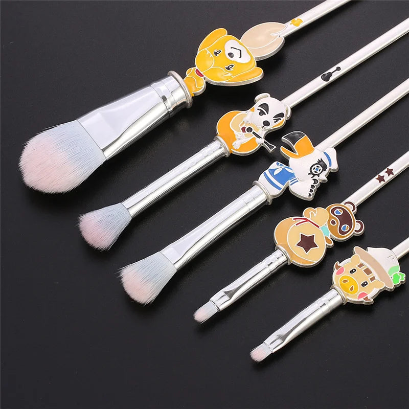 5pcs/set Animal Crossing Anime Cartoon Makeup Brush Set Newest Foundation Blending Brush Female Makeup Tool Anime Cosplay Prop